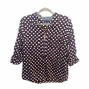 Tommy Hilfiger 100% Cotton Burgundy Polka Dot Top